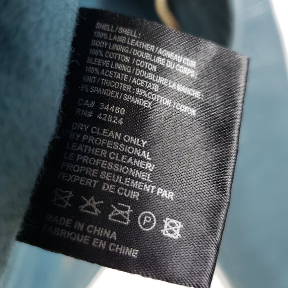 VEDA Teal Max Classic Bubble Leather Lambskin Jacket Moto Biker size P - Picture 9 of 16